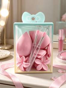 7Pcs Makeup Sponge, With Makeup Brushes, Flower-Shaped Makeup Puff, Wet & Dry Use Foundation Blending Sponge, Soft Bouncy Cosmetic Sponge For Foundation, Concealer, Makeup Tool For Women - Multicolor - View 10