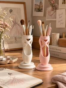 1Pc Ballet Shoe Shape Multi-Function Storage Box, 3D Printed Cute Pen Holder Cosmetic Organizer Vase, Creative Desktop Stationery Makeup Brush Container For Dance Studio Bedroom Vanity Office, Aesthetic Room Decor, Ballet Lover Gift,Room Decor - Multicolor - View 8