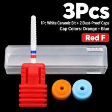 Easy Nail 3Pcs White Ceramic Nail Drill Bit Set With 2 Dust-Proof Caps, XC/C/M/F/XF Options, Electric Manicure Nail Drill Accessories - Multicolor - View 11