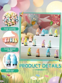 10pcs/Set Christmas And Easter Bunny Gnome Mini Figurines, Colorful Faceless Gnome Desktop Decor, Car Accessories, Holiday Atmosphere Decoration And Party Favors - Multicolor - View 4