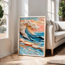 1 Piece 2D Ocean Wave Canvas Wall Art – Ocean Wave Themed Wall Decor – Suitable For Living Room And Bedroom (Optional Frame) - A - View 7