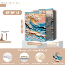 1 Piece 2D Ocean Wave Canvas Wall Art – Ocean Wave Themed Wall Decor – Suitable For Living Room And Bedroom (Optional Frame) - A - View 20