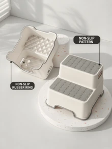 Anti-Slip Double-Layer Step Stool, Equipped With Stable Anti-Slip Foot Pads, Features Strong Load-Bearing Capacity And A Portable Handle. Easy To Clean And Space-Saving. Suitable For Kitchens, Living Rooms And Bathrooms. - Multiple Specifications - View 8