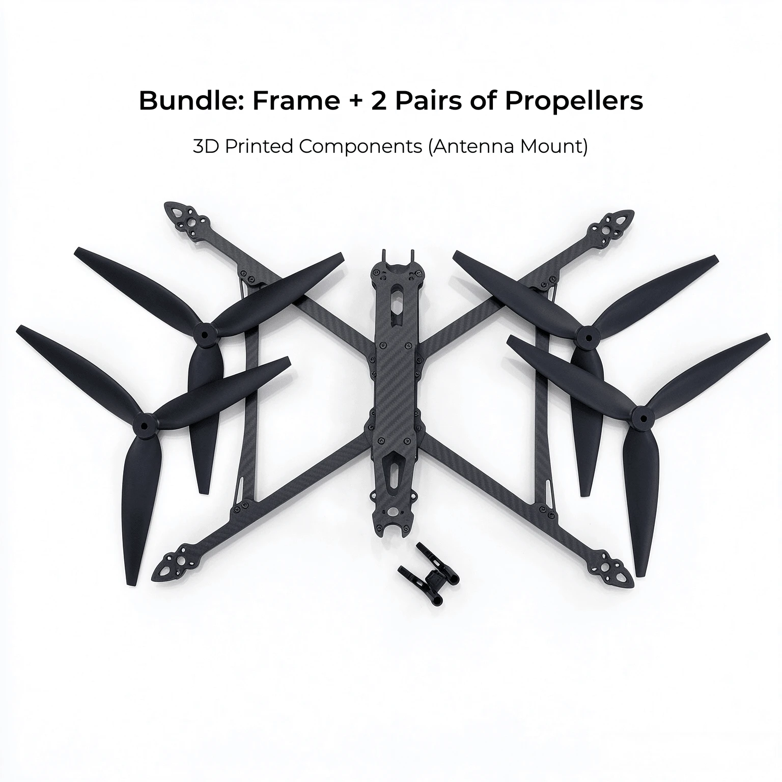 Paket Kit Rangka Drone FPV Mark4 10 Inci Serat Karbon Jarak Sumbu Roda 427mm Lengan 7mm dengan 2 Pasang Baling-Baling & Dudukan Antena Cetak 3D untuk Balap Freestyle - View 1