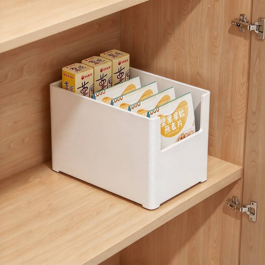 1pc Large Capacity Expandable Storage Box, Stretchable Desktop Organizer Basket, Right Angle Cabinet Storage Bin, Desktop Cosmetic Rack, Plastic Storage Box, Suitable For Sundries, Books, Beverages, Snacks And Home Organization - Multicolor - View 1