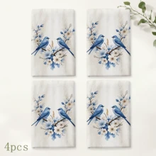 Bộ 2 món trang trí đế trắng họa tiết chim xanh và hoa, phù hợp cho nhà bếp, phòng tắm, nhà vệ sinh, trang trí nhà mùa đông, quà tặng Giáng Sinh - Nhiều màu - Xem 10