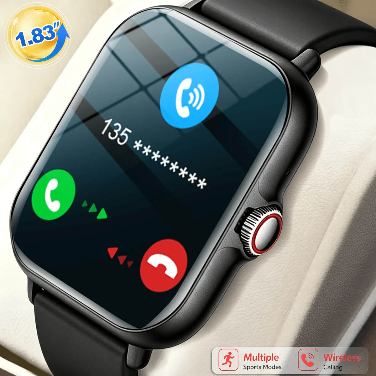 AZRTL Elegant Fashionable Sports Smartwatch, Unisex, Wireless Calling, Multiple Sports Modes, Message Notifications, Fitness Tracking, Calorie And Distance Tracking, Music Control, Remote Camera Control, Multi-Function Smartwatch, Perfect Holiday Gift