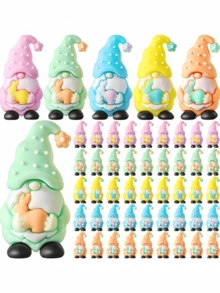 10pcs/Set Christmas And Easter Bunny Gnome Mini Figurines, Colorful Faceless Gnome Desktop Decor, Car Accessories, Holiday Atmosphere Decoration And Party Favors - Multicolor - View 1