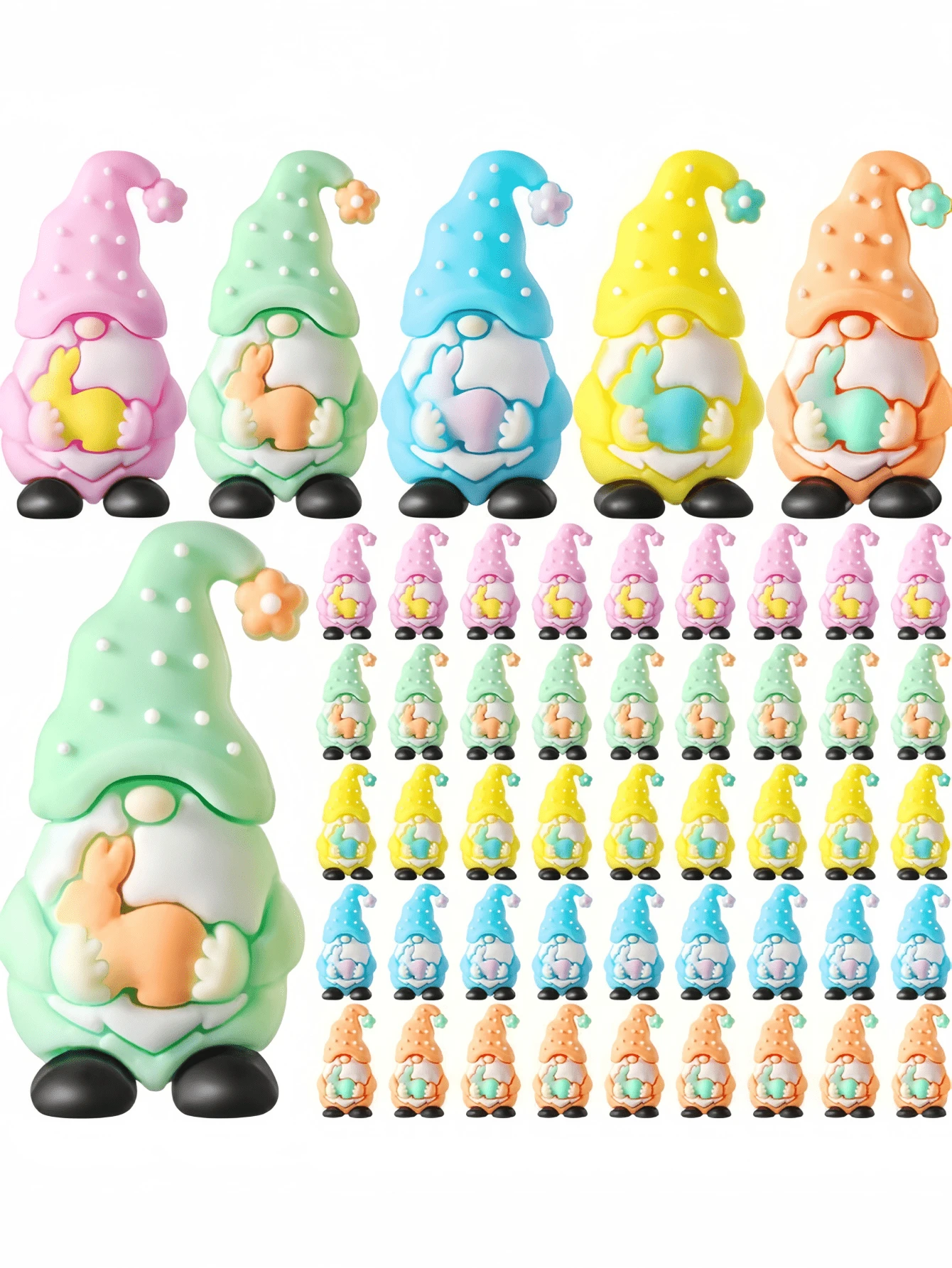 10pcs/Set Christmas And Easter Bunny Gnome Mini Figurines, Colorful Faceless Gnome Desktop Decor, Car Accessories, Holiday Atmosphere Decoration And Party Favors - Multicolor - View 1