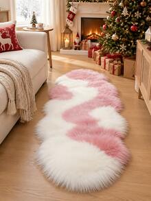 Soft Fluffy Rug Pink And White Area Rug,For Bedroom,Living Room,Study,Office,Plush Bedroom Rugs,Non-Slip,Cute Rug,Faux Fur Rug,Living Room Rug,Bedroom Rugs,Bedside Rug,Decorative Rug,Bedroom Decor,Autumn Home Decor,Room Decor,Christmas Decor - Multicolor - View 3