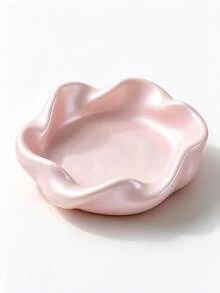 Petal‑Shaped Ceramic Jewelry Dish, Pearlescent Vanity Catchall Tray For Small Accessories, Decorative Storage Organizer For Dresser Bedroom Countertop - Multicolor - View 3