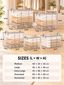 Large Capacity Clothing Storage Bag, Foldable Fabric Storage Box, Organizes Clothes, Wardrobe Organization, Equipped With Reinforced Handles For Easy Dragging; Durable And Waterproof, Foldable And Portable, Suitable For College Dorms, Home, Office And Travel; Ideal Choice For Students And Professionals (Available In Multiple Sizes). - Multicolor - View 6