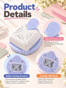 1 buah alat pemotong dan pelubang sudut kertas 3-in-1, ukuran R4mm, R7mm, R10mm untuk pembuatan buku tempel dan kerajinan tangan DIY. - MultiWarna - View 6
