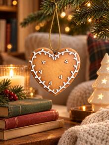 3 món đồ trang trí cây thông Noel hình bánh gừng, bông tuyết, ngôi sao và trái tim treo, phong cách bánh quy dễ thương, trang trí nhà ngày lễ và tiệc Giáng Sinh - Nhiều màu - Xem 4