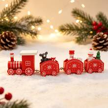 1pc Multi-Color Christmas Train Statue Ornament/Christmas Holiday Gift/New Year Party Desktop Ornament Christmas Home Cartoon Train Decoration - Train - View 10