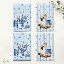2pcs Holiday Snowman & Winter Scene Decorative Towels, Suitable For Kitchen, Bathroom, Toilet, Holiday Kitchen Decor, Winter Home Decoration, Christmas Gift Set - Multicolor - View 11