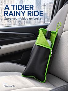 1pc Umbrella Storage Bag, Waterproof Folding Umbrella Pouch With Absorbent Lining, Zipper Closure And Hanging Loop, Reusable Wet Umbrella Cover For Travel, Car And Daily Commute, Umbrella Not Included - A - View 2