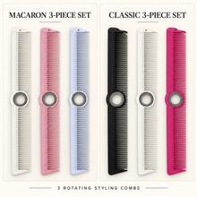 3/5pcs Rotating Finger Comb Set, 360° Rotating Double-Sided Fine-Tooth Hair Comb With Non-Slip Finger Ring, Lightweight Portable Salon Hair Sectioning Styling Comb, Macaron/Classic Color Options - Multicolor - View 3
