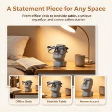 1pc Moai Eyeglass Holder, 12.5cm Stone Style Spectacle Stand, 4 Colors Novelty Desk Organizer & Home Decor For Office, Bedside Table, Gift - Multi-color - View 5
