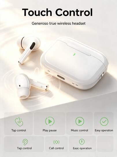 Auriculares Inalámbricos Verdaderos - Compatibles con Apple y Android, Micrófono Integrado, Resistentes al Sudor, Hasta 24 Horas de Duración de Batería - Blanco, Auriculares > Inalámbricos, Airbud's, Auriculares, Auriculares Sobre la Oreja