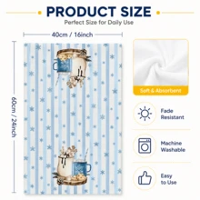 2pcs Holiday Snowman & Winter Scene Decorative Towels, Suitable For Kitchen, Bathroom, Toilet, Holiday Kitchen Decor, Winter Home Decoration, Christmas Gift Set - Multicolor - View 6