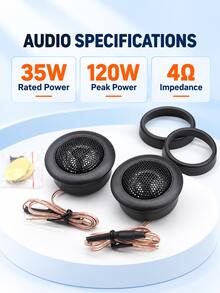 2pcs Mini Car Tweeters, 120W High Performance Mini Dome Tweeter Speakers, Suitable For Car Audio System, High Fidelity Car Horns - A - View 5