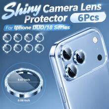 XINHONGYU 奢華閃粉相機鏡頭保護膜，相容 iPhone 16 Pro Max Plus 15 14 5G，Apple 時尚多巴胺糖果色閃粉鏡頭膜，適用於日常、辦公室、居家手機相機保護，防水、防震、防摔、防刮、防指紋全覆蓋 - 藍色 - 查看 1