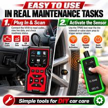 2PCS Kit V519 OBD2 Scanner & EL-50448 TPMS Activation Tool, Automotive Diagnostic Kit With Engine Code Reader, Live Data, Battery Voltage Test & Tire Pressure Sensor Relearn - A - View 5
