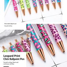 8Pcs/Set Heat-Transfer-Printed Sexy Leopard Print Ballpoint Pen Creative Cute Girl Leopard Print Hippop Button Pen Multi-Color Heat-Transfer Film Pen Metallic Pen - Multi-color - View 3