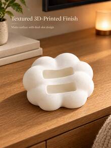 1pc/2pcs Cloud-Shaped 2-Slot Remote Control Holder For Slim & Flat-Back Remotes, Black Or White Desktop TV Remote Organizer Stand For Living Room, Bedroom & Media Console, Please Check Slot Size Before Purchase - Cloud Style - View 4
