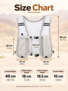 Modern Sports Polyester Running Vest Pack, Unisex, Lightweight Breathable Mesh Backpack With Adjustable Chest Buckle, Front Zipper Pocket And Rear Storage Compartment, Hands-Free Phone Holder, Suitable For Trail Running, Hiking, Cycling, Autumn/Winter - Multicolor - View 3