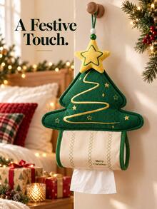 Christmas Tree Shaped Tissue Box - Kitchen Storage Accessory That Can Be Used As Home Decor (Such As Hanging Ornament For Bedroom, Sofa Or Living Room) Or As Car Tissue Holder And Multi-Functional Decorative Item - View 3