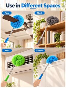 Household Dusting Duster, Extendable Ceiling Fan Duster, Ceiling Dusting Mop, Feather Duster, Detachable Brush Head For Easy Cleaning, Suitable For Deep Dusting In Homes And Rvs, Essential For The Winter Season, Cyber ​​Monday Special Offer. - Multicolor - View 10