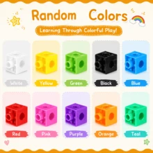 100-Piece Educational Linking Cubes (Random Colors) – Math Manipulatives For Logic, Fine Motor Skills, And Counting; Interlocking Building Blocks; Preschool Educational Supplies; Early Math And Construction Tools For Ages 3+ - Multicolor - View 4