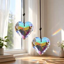 Heart-Shaped Crystal Sun Catcher, Iridescent Prism Pendant, Rainbow Maker Window Hanging Decor, Suitable For Home Decor, Wedding, Gift - A - View 2