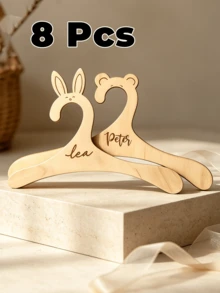 Personalized Wooden Name Clothes Hanger Custom Laser Cut Mini Display Hanger Animal Shape Closet Organizer Pet Outfit Hanger Name Display Decorative Wardrobe Hanger Personalized Gift Home Closet Decor Keepsake Multi Style - Multicolor - View 9