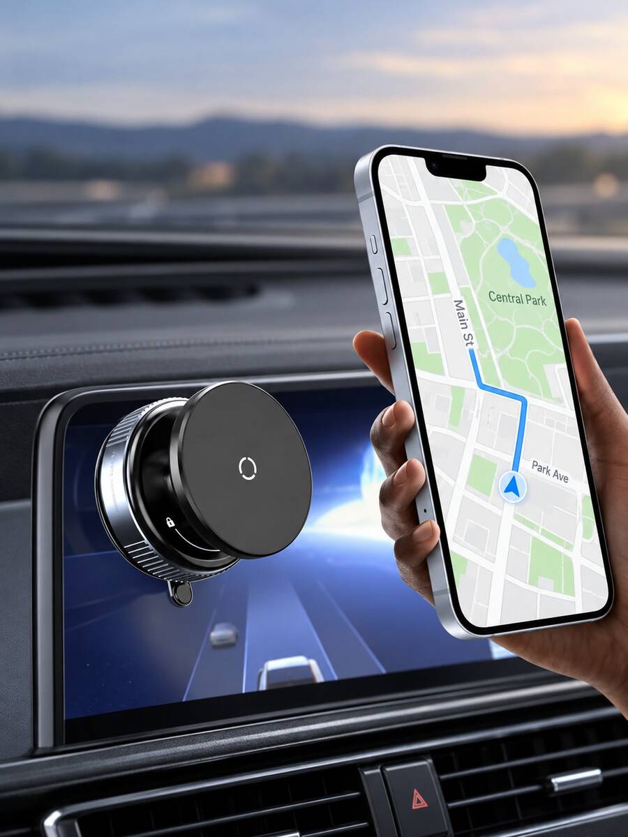 Dudukan Ponsel Mobil Magnetik dengan Perekat Vakum yang Dapat Diputar 360°, Magnet N52 Universal, Cocok untuk Dasbor dan Kaca Depan, Dudukan Ponsel Stabil, Kompatibel dengan Semua Smartphone, Cocok untuk Mobil, SUV, dan Truk