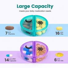 Large Weekly Pill Organizer, 2 Doses Per Day, 7-Day Pill Box With Easy-Open Double Protection, AM PM Pill Box Suitable For Medications/Vitamins/Fish Oil/Nutritional Supplements - Multicolor - View 3