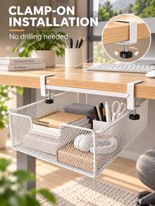 1sat Bedside Hanging Storage Basket, No-Drill Metal Mesh Storage Rack, Space-Saving Bedside Storage Shelf And Bunk Bed Headboard Storage Basket, Suitable For Bedroom, College Dorm, Children's Room, Students, Renters And Small Space Users - Multicolor - View 4