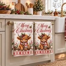 2/4/6pcs Santa Claus & Reindeer Kitchen Hand Towels, Christmas Tree Cartoon Print Towels, Holiday Tea Towels Kitchen Hand Towels, Winter Kitchen Home Decor Towels, Christmas Party Gifts - Multicolor - View 3