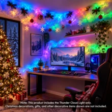 BINDLAN 3D Thunder Cloud Lamp, RGB Color Changing, Music Sync, Wall And Ceiling Mount For Gaming Room, Aesthetic Room, Bedroom, Halloween Party And Christmas Party, Ambient Cloud Light, Led Strip, Holiday Decor, Dynamic Lighting, Indoor Led Lighting - Multicolor - View 4