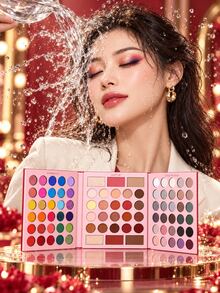 UCANBE Pretty All Set Eyeshadow Palette Pro 86 Warna Perlengkapan Makeup Liburan, Matte Shimmer Glitter Eye Shadows Highlighter Blush Contour Palet Makeup All-In-One Set Hadiah Natal dan Valentine - MultiWarna - View 3