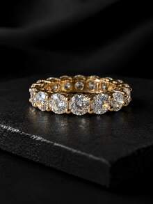 ConiiW A High-Quality 925 Sterling Silver Band Of Moissanite, Unisex, Suitable For Weddings, Banquets, And As A Gift. - Gold - View 6