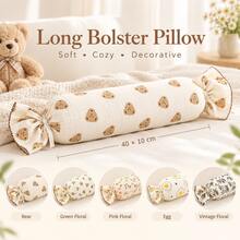 1pc Cute Long Bolster Pillow For Leg-Hugging Side Sleeping, Dopamine-Inspired Internet-Famous Cushion, Large Backrest For Sofa, Suitable For Sofa And Bed (Rectangular, Zipper Closure, Machine Washable, Fits Multiple Sizes), Christmas, Holiday Gift - A - View 2