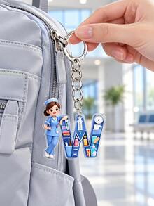Móc khóa acrylic 2D chữ cái y tá, móc khóa chủ đề y tá độc đáo, 26 chữ cái, y tá, đồng phục y tá màu xanh, phụ kiện móc khóa, phụ kiện thời trang, móc khóa đồng bộ phù hợp cho nhiều dịp, quà tặng hoàn hảo cho bạn bè, trang trí chìa khóa xe, ba lô, điện thoại và túi xách, quà kỷ niệm hoàn hảo cho y tá và nhân viên y tế - Nhiều màu - Xem 4
