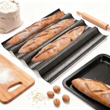 Perforated Baguette Baking Pan, Carbon Steel Non-Stick French Bread Baking Tray, 3 Sizes Available 16.5/24.5/32cm, Perforated Bread Mold, Suitable For Sourdough Bread, Crispy Crust, Oven Bread Baking Tool - View 9