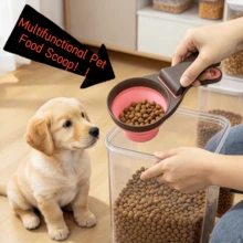 Silicone Dog Food Scoop Multifunctional With Clip Rabbit And Cat Food Spoon Long Handle Foldable Pet Food Scoop Dog Supplies Measuring Spoon Cat Friendly - Small - 118ML - View 1