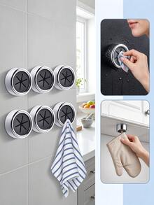 1-5pcs Self-Adhesive Towel Hooks, No-Drill Wall Towel Rack, Waterproof Rust-Proof Stainless Steel Silicone Clip Hooks, Easy One-Hand Operation, Suitable For Bathroom Kitchen Towels, Keys, Gloves - View 2