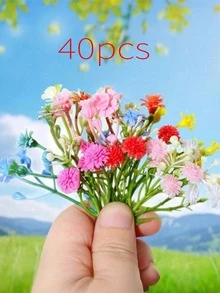 40/20/5pcs Mini Artificial Flower Decorations, Suitable For Christmas, Wedding, Birthday Party, Model House And Miniature Landscape Display; Also Can Be Used For Decorating Balcony, Patio And Outdoor Yard (Random Color And Style) - Multicolor - View 15