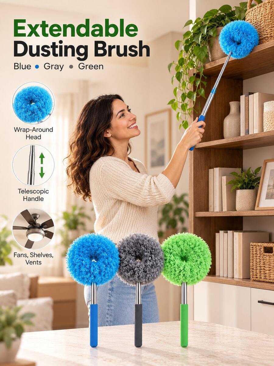 Household Dusting Duster, Extendable Ceiling Fan Duster, Ceiling Dusting Mop, Feather Duster, Detachable Brush Head For Easy Cleaning, Suitable For Deep Dusting In Homes And Rvs, Essential For The Winter Season, Cyber ​​Monday Special Offer.